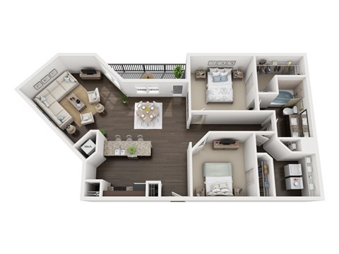 Floor plan for 2 beds, 1 bath, 1187 sqft